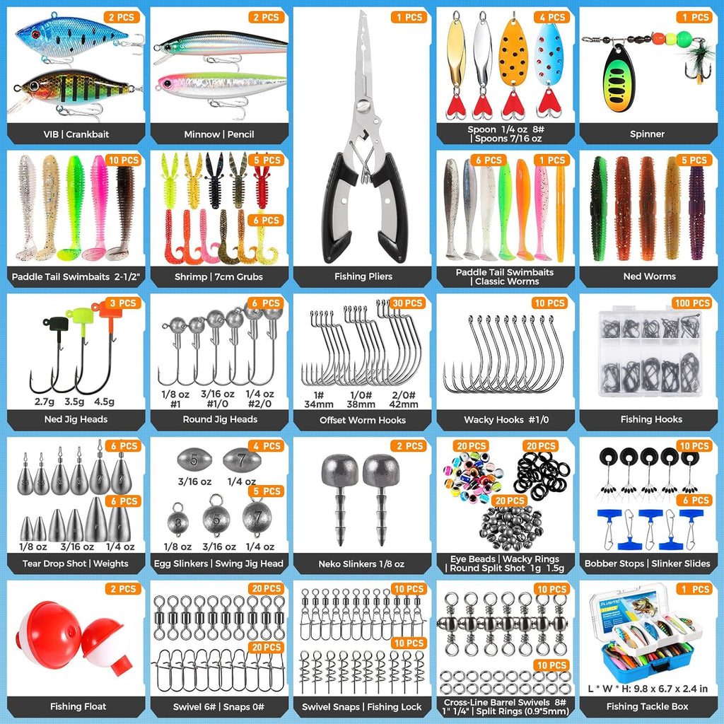 PLUSINNO Bass Fishing Lures Tackle Box Gear Kit with Tackle Included