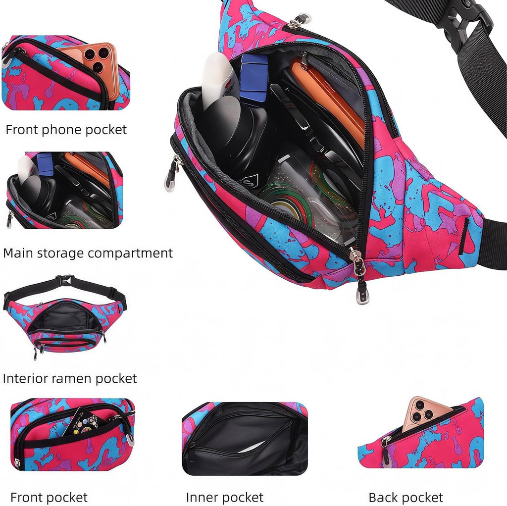 Large Fanny Pack for Women Men NSYOOMH, Crossbody Waist Bag 5-Zipper Pocket