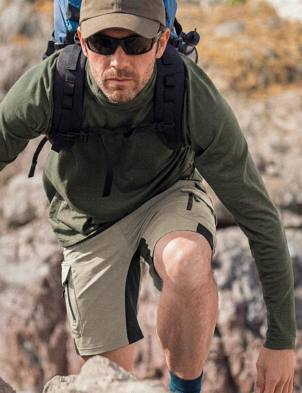 XKTTAC Men's Hiking Cargo Shorts: 4-Way Stretch with 6 Secure Pockets