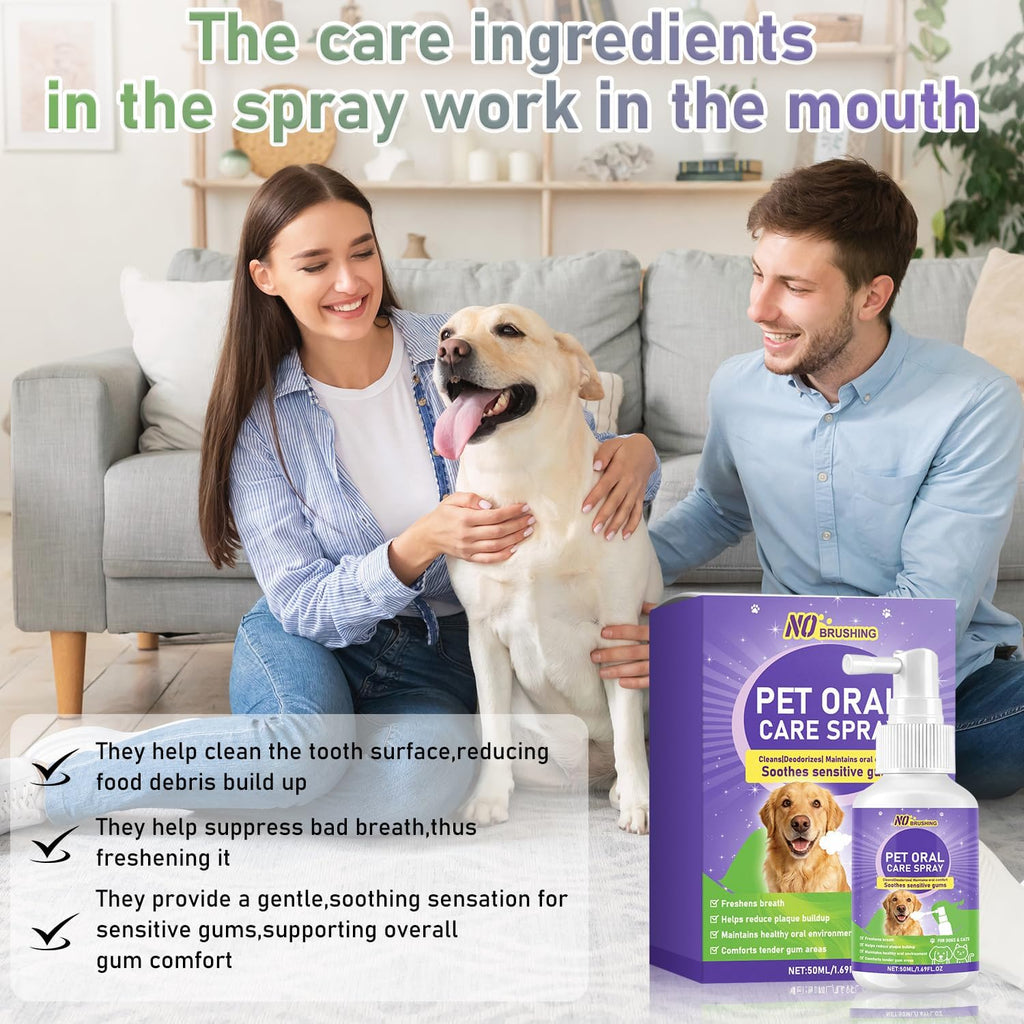 Wanban Dental Spray for Dogs - Oral Spray Bad Breath, Relieve Gum Redness & Infections, Reduce Plaque & Tartar, No Brushing Required