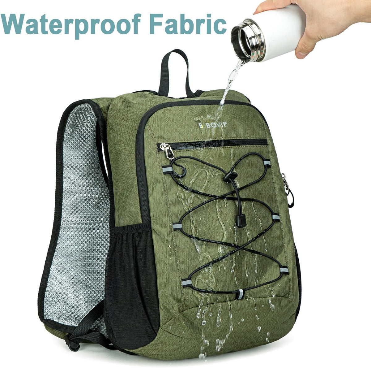 BOVIP Lightweight Hydration Back,15L Multipurpose Hiking Backpack with 1.5L Water Bladder ,Hydro Water Daypack for Cycling Hiking Rave for Men Women