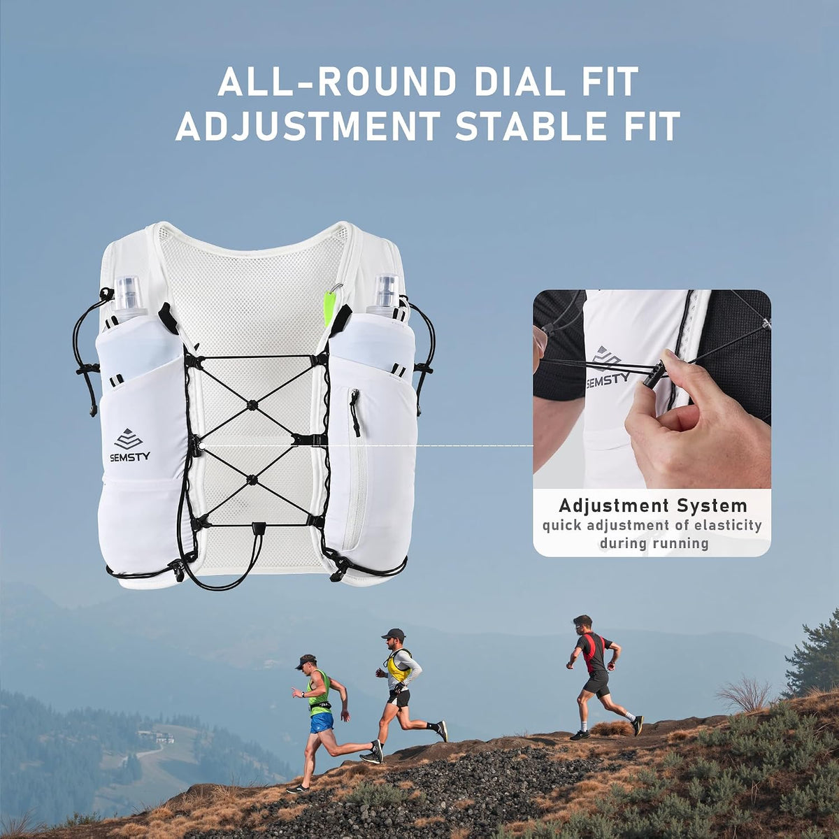 Running Hydration Vest 5L, Running Backpack with 2x500ml Soft Flask