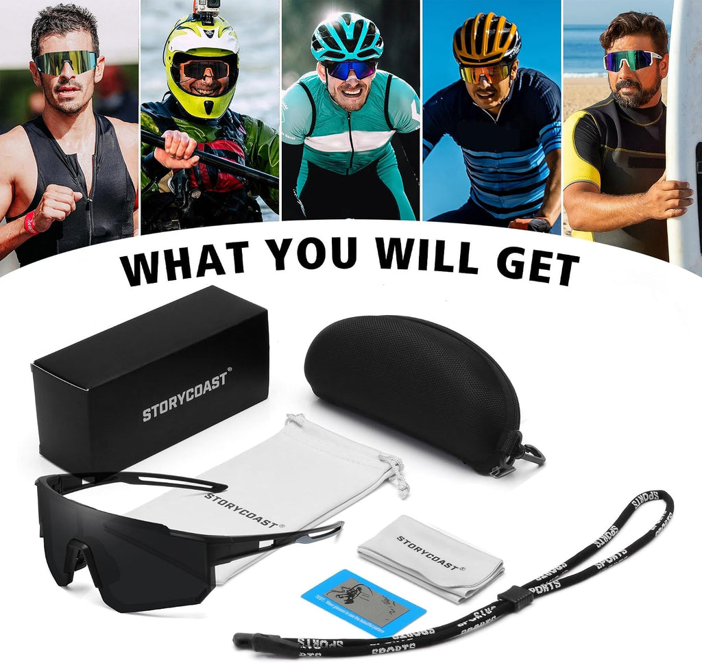 STORYCOAST Polarized Sports Sunglasses for Men Women,Cycling Running