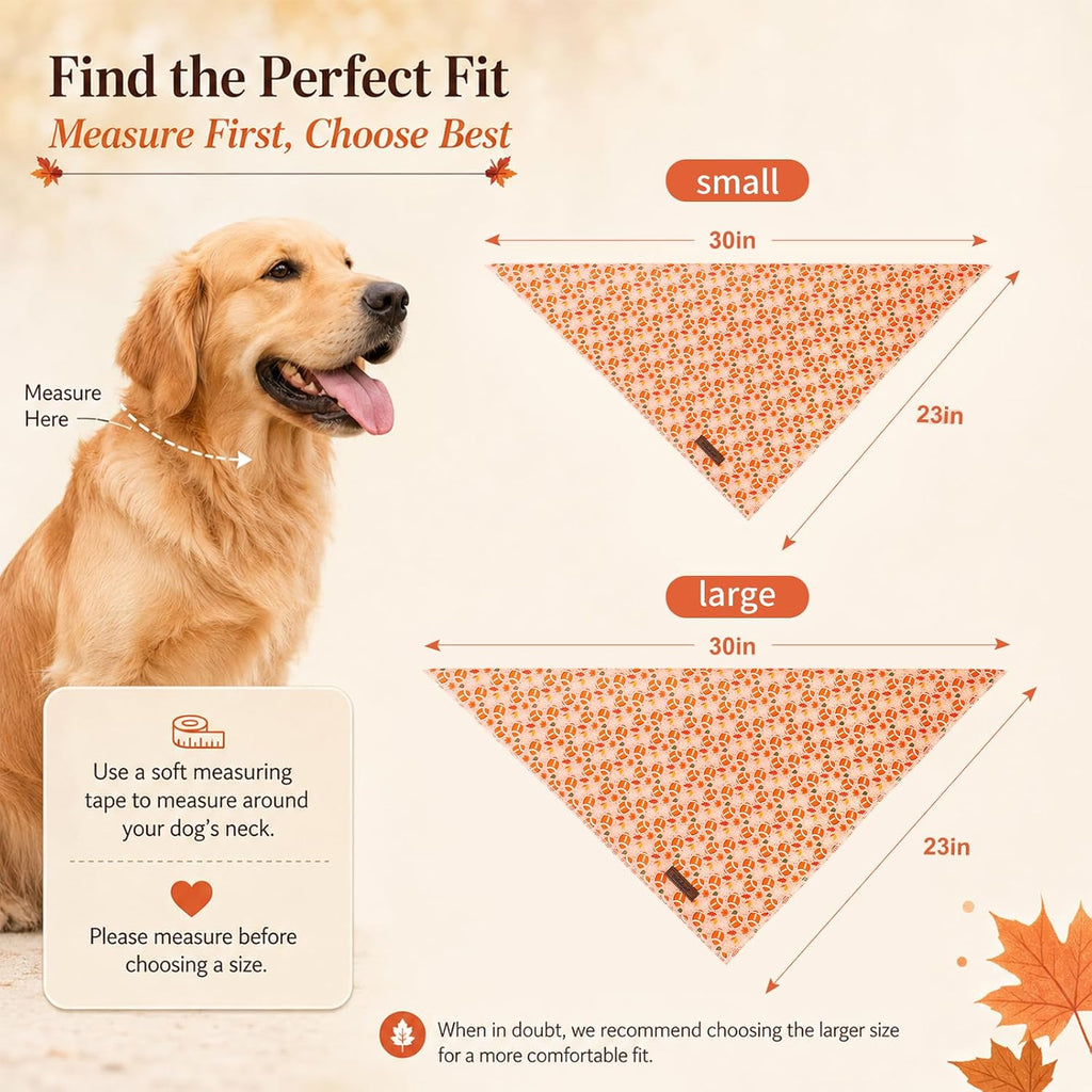 Fall Dog Bandanas Girl Boy American Football Cotton Washable Comfortable Triangle Dog Scarf Adjustable Pet Bib Kerchief for Small Medium Large Dogs L