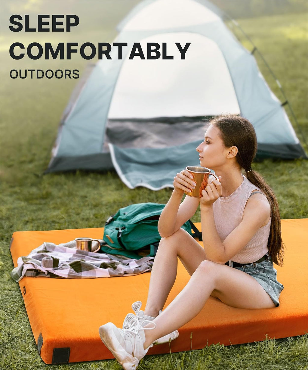 GAIALOOP 4-Inch Memory Foam Camping Mattress, Roll Up Foam Camp Pad