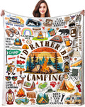 Camping Blanket Gifts for Men Women Stuff Plush Camper Blankets and Throws Camping Essentials Camping Gifts for Men Women Boys Teens Camping Lovers Birthday Party Decorations Hiking Fishing 50"X40"