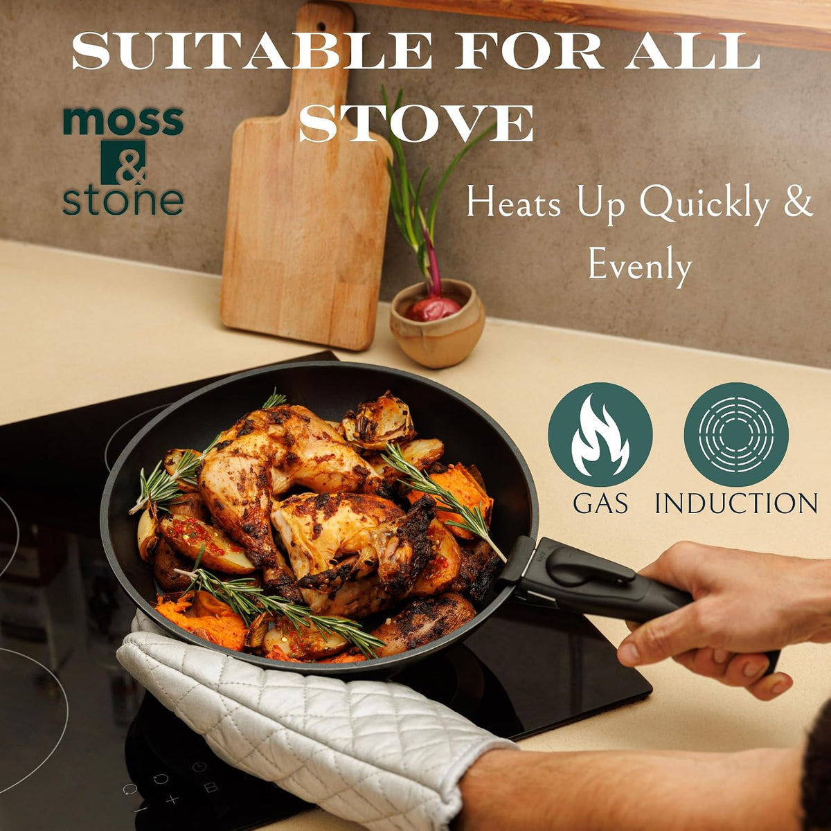 Moss & Stone 10-Piece Nonstick Pots and Pans Set, Removable Handle Cookware