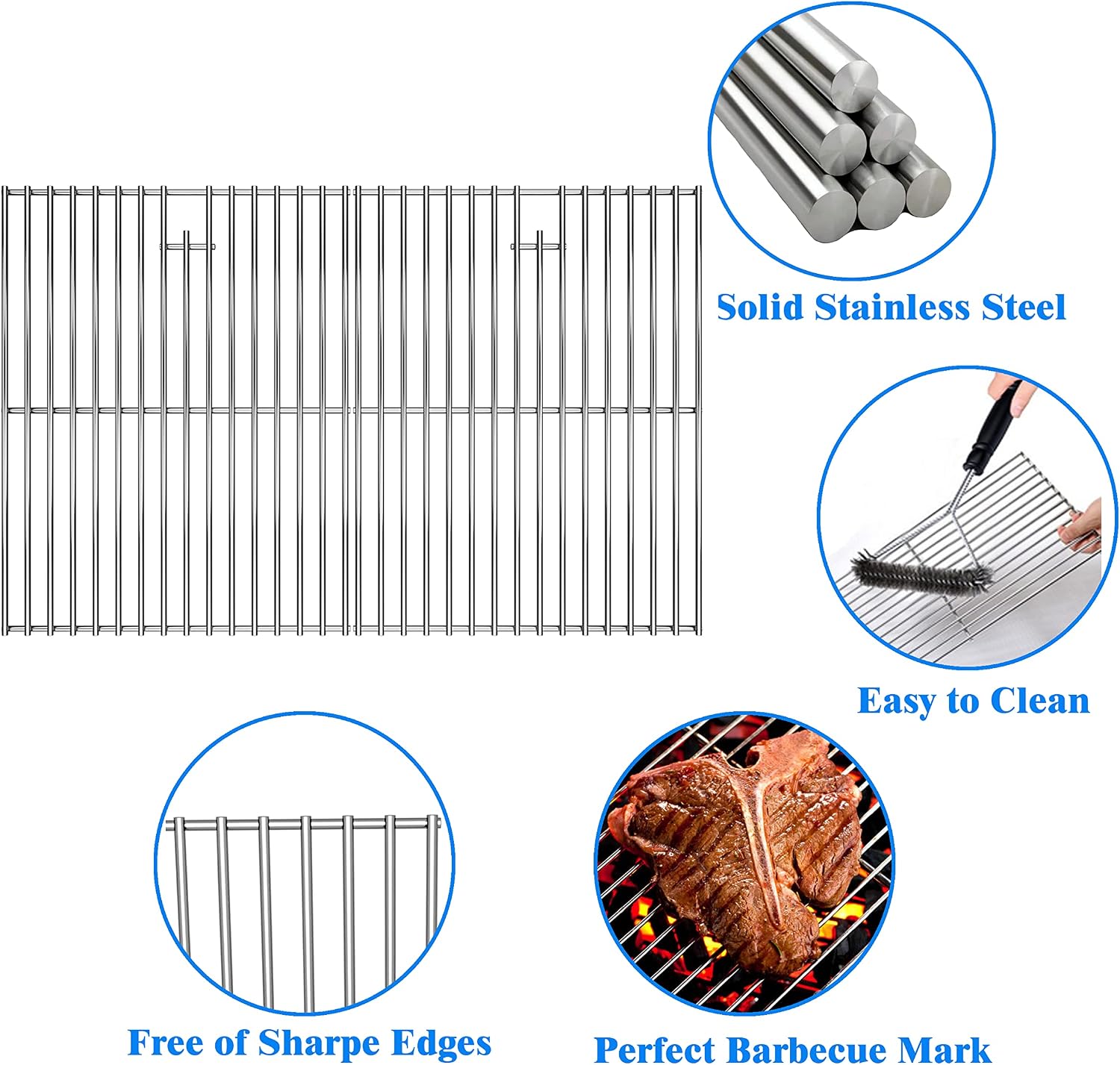 17" Cooking Grates for Home Depot Nexgrill 720-0830H, 720-0830D, 720-0783E, 720-0783C, 17 Inches Stainless Steel Cooking Grids Grill Replacement Parts for Nexgrill 720-0888 720-0888N