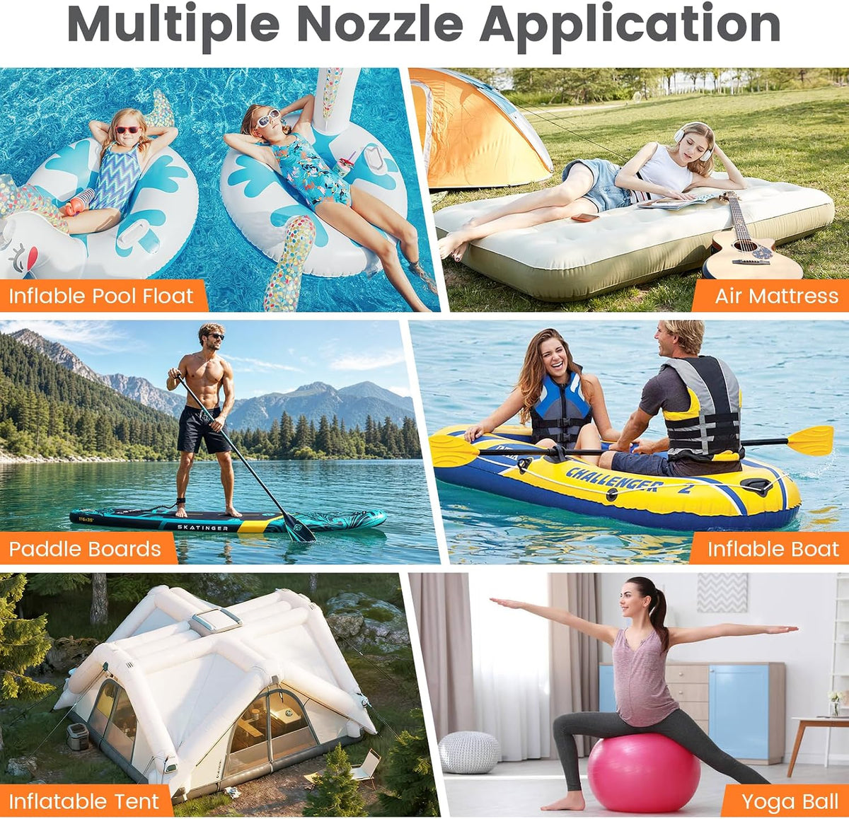 Portable Rechargeable Electric SUP Paddle Board Pump, Intelligent Dual Stage Inflation&Deflation, Up to 20PSI and Auto-Off for Stand UP Paddle Boards, Kayaks, Tents