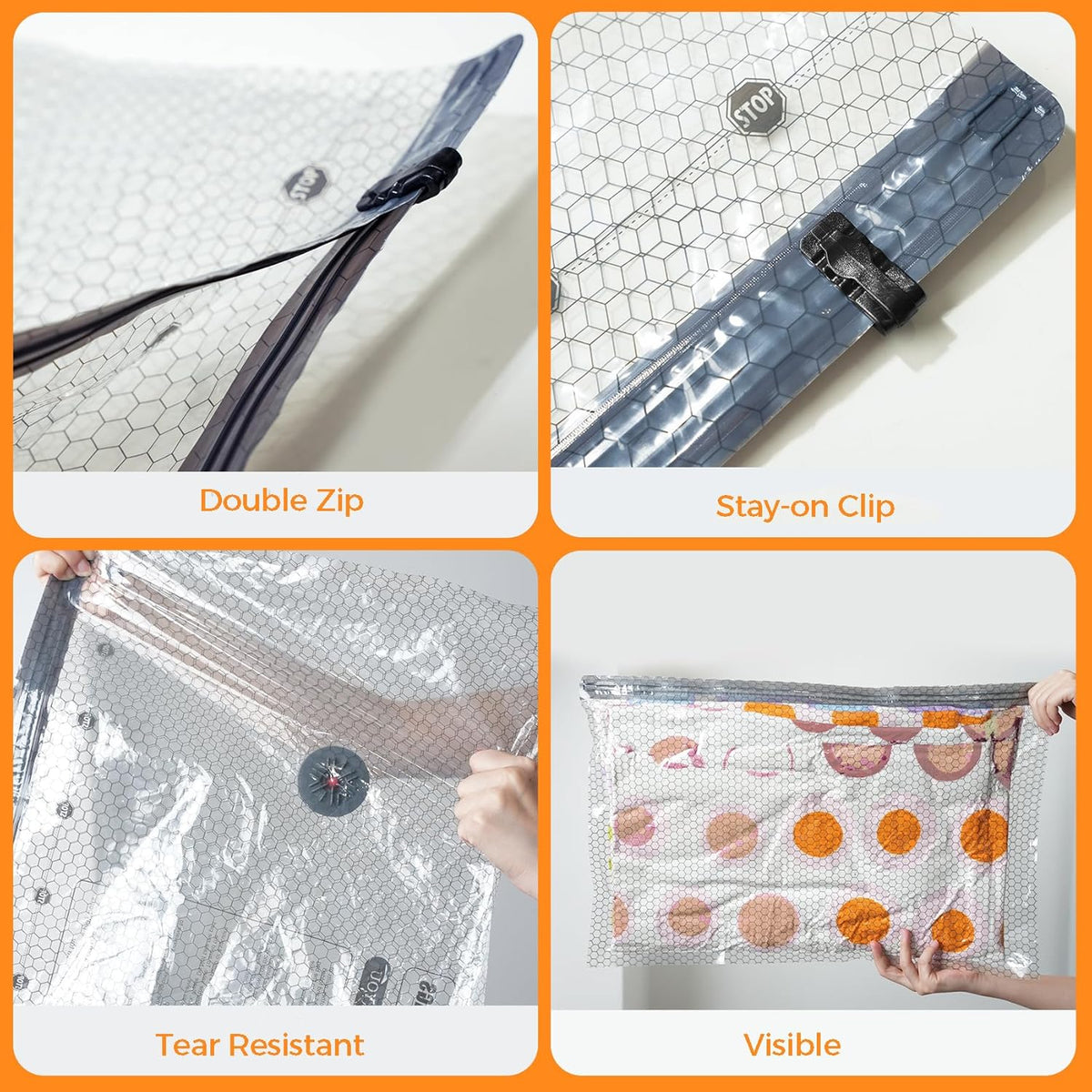 12 Pack Travel Vacuum Seal Bags for Clothing with Cordless Electric Pump, Space Saver Vacuum Storage Bag for Clothes, Carry-on Compression Packing Bag for Luggage Suitcase, Cruise Vacation Essentials