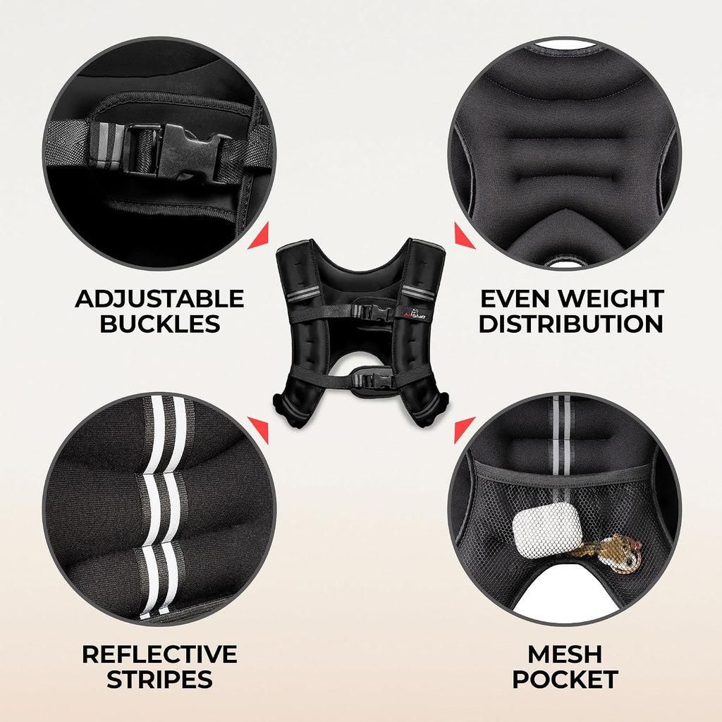Weighted Vest - Weight Vest for Running, Strength Training & Muscle Building, Features Reflective Stripe for Safe Outdoor Workouts (available in 6lbs to 30lbs)