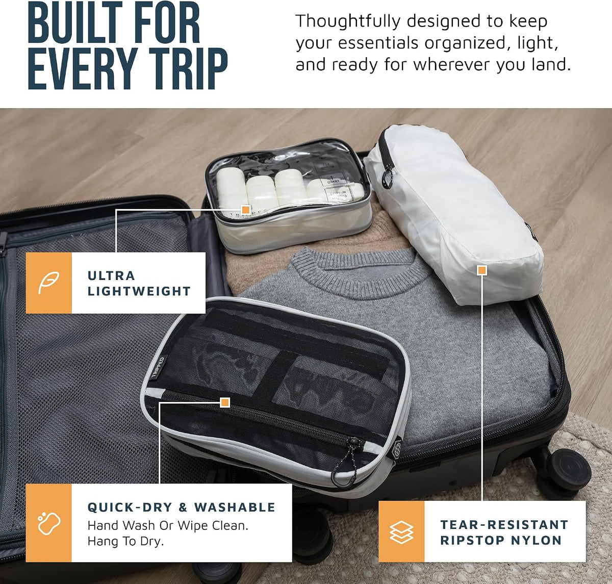 TRIPPED Travel Gear 3-Piece Travel Toiletry Bag Set