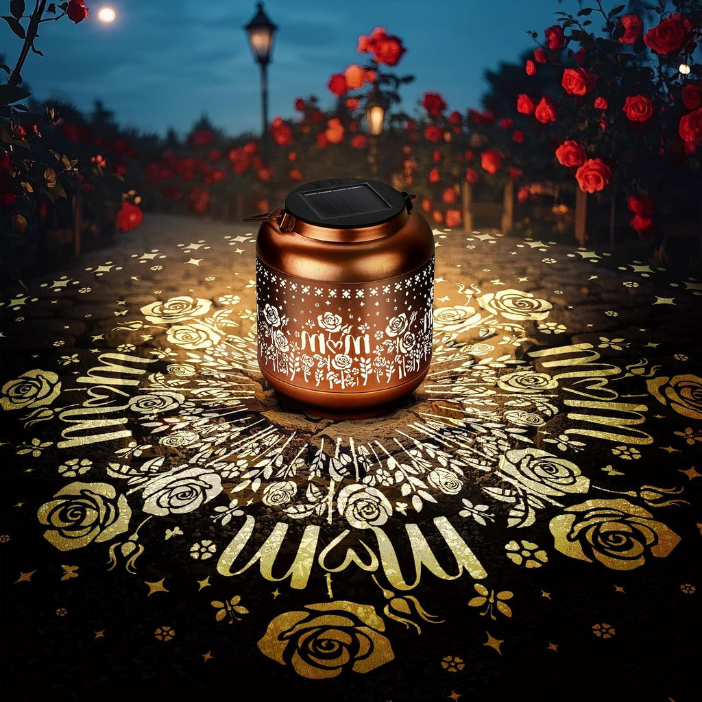 Mothers Day Gifts Solar Lanterns Rose Flowers Garden Decor Birthday Gifts for Women Mom Grandma Hanging Solar Lights Outdoor Waterproof Decoration for Outside LED Lanterns for Yard Patio Lawn