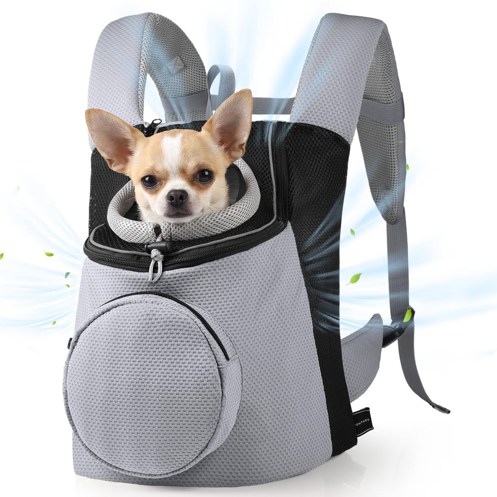 BONTHEE Pet Dog Backpack Carrier Small Pet Front Backpack,Ventilated Mesh Dog Travel Back Pack with Sturdy PE Bottom Support, Chest Buckle for Small Dogs & Cats, Outdoor Hiking for Pets Up to 10 lbs
