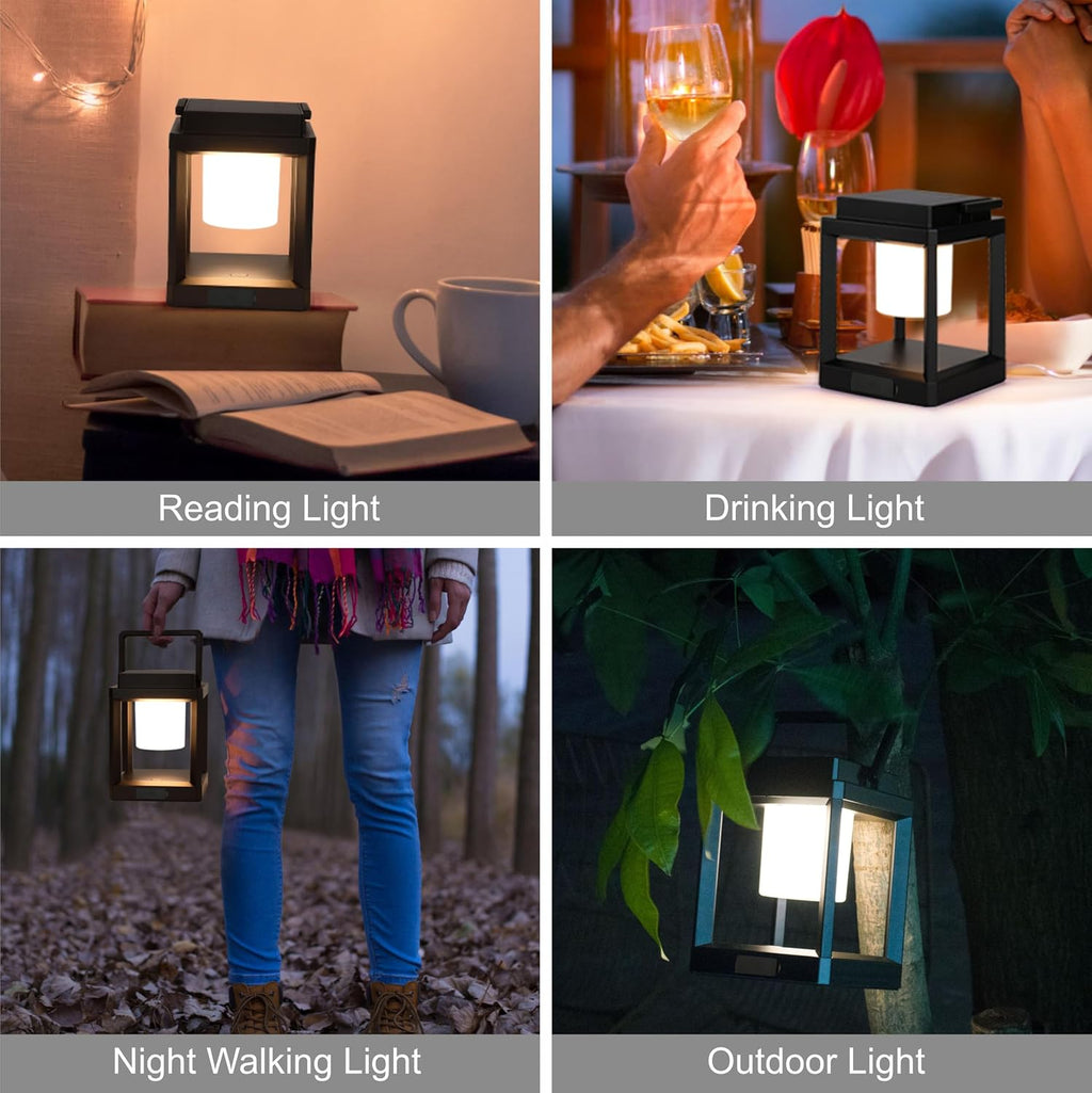 Outdoor Table Lamp, Brightness LED Nightstand Lantern, Portable Rechargeable Solar Lamp Waterproof, Touch Control Outdoor Lamps Cordless Lights Decorative for Patio/Walking/Reading/Camping