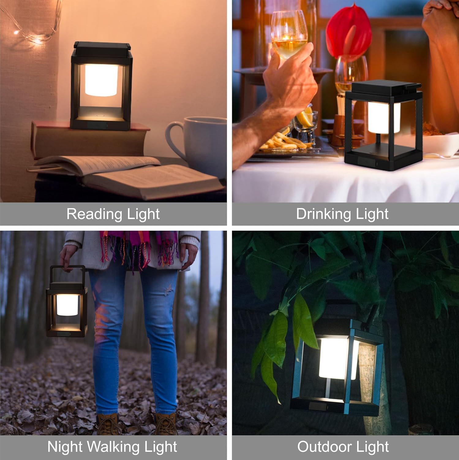 Outdoor Table Lamp, Brightness LED Nightstand Lantern, Portable Rechargeable Solar Lamp Waterproof, Touch Control Outdoor Lamps Cordless Lights Decorative for Patio/Walking/Reading/Camping