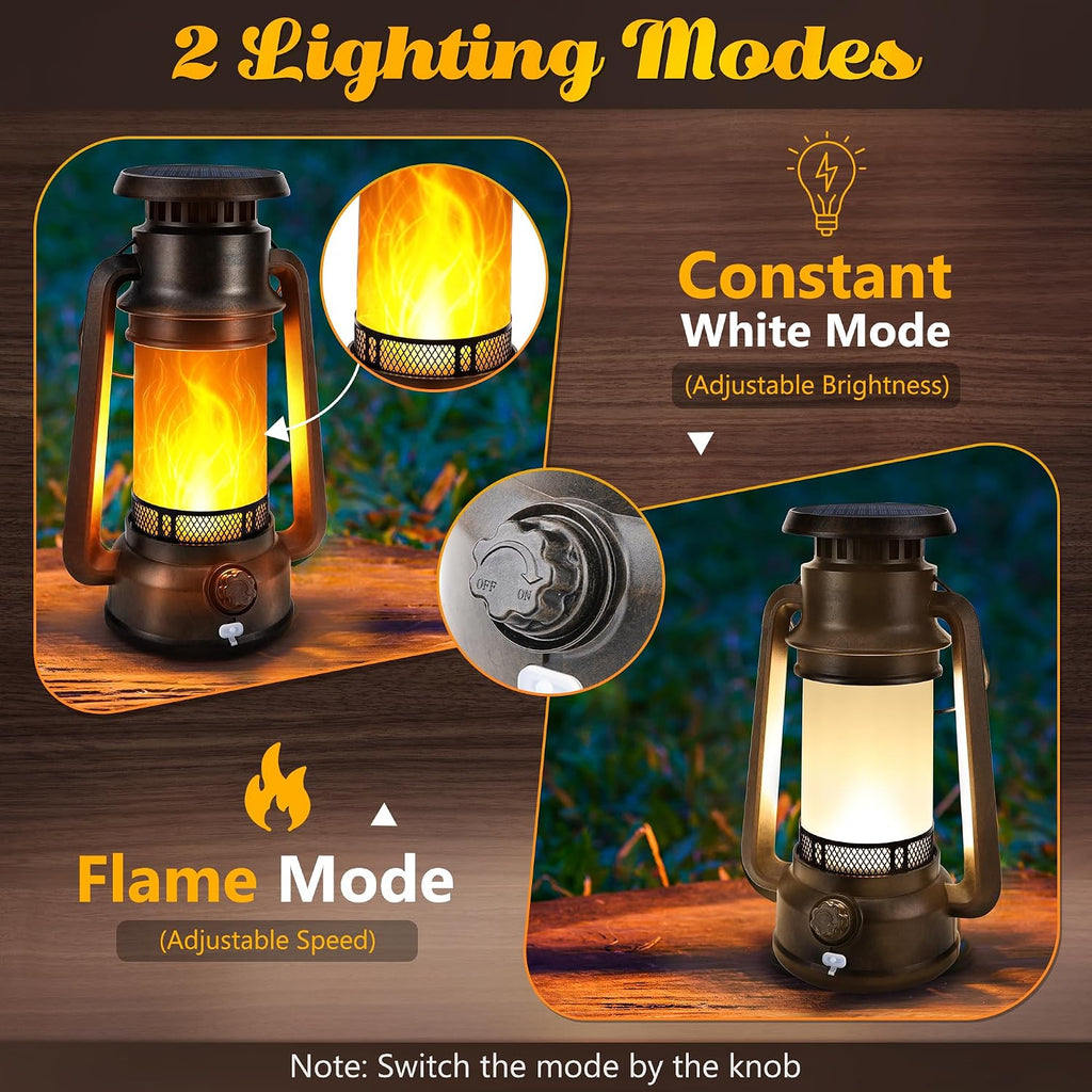 Toodour Solar Lantern Outdoor Lights, 2 Pack Vintage Solar Camping Lantern