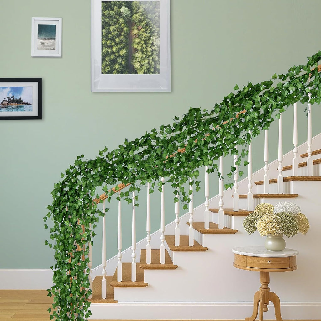50 Pack 375 Feet Fake Vines for Room Decor Artificial lvy Greenery Garland Vine Leaves, Leaf Plants Flowers Foliage for Bedroom,Garden Wall.Decor Indoor Outdoor