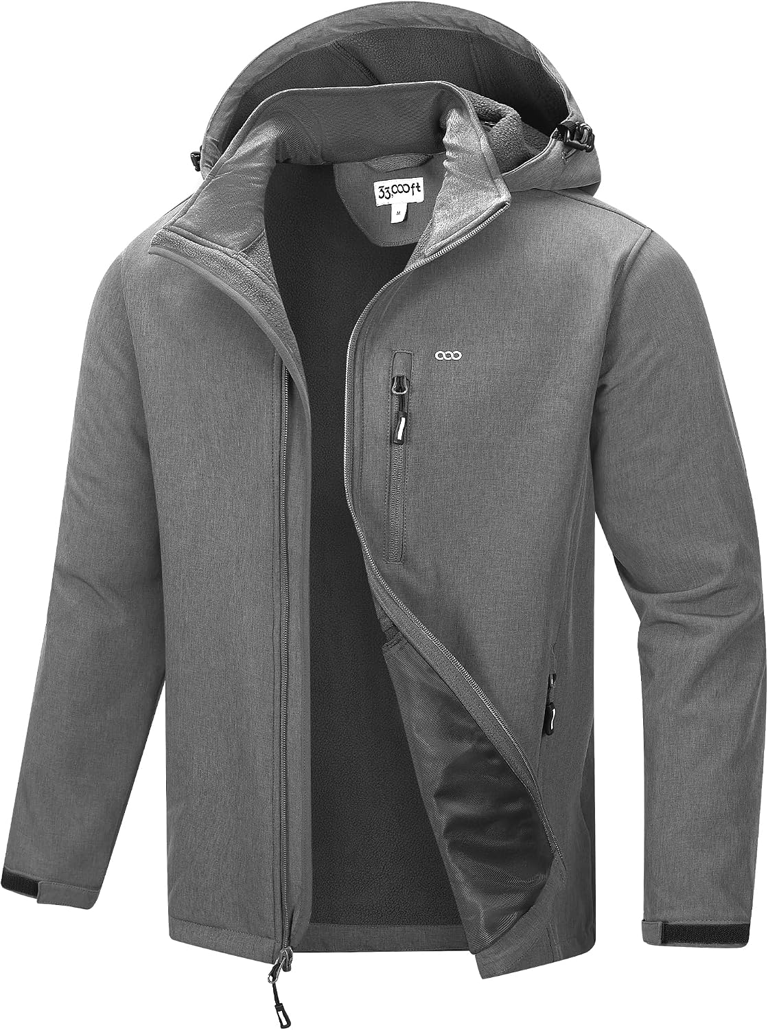 33,000ft Men's Hooded Softshell Jacket Waterproof Fleece Windbreaker Jacket