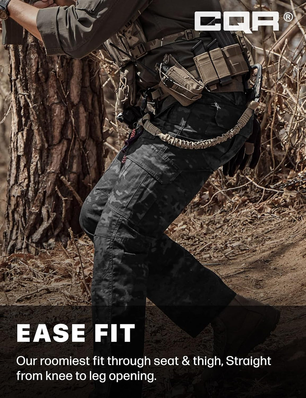 CQR Men's Tactical Pants, Water Resistant Ripstop Cargo Pants, Lightweight EDC Work Hiking Pants, Outdoor Apparel