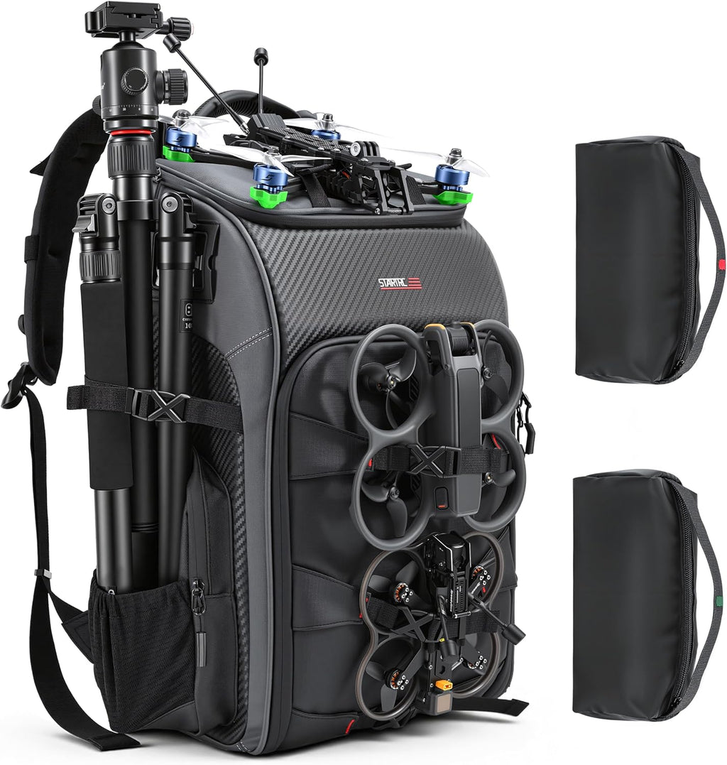 FPV Drone Backpack -40L Ultimate All-in-One Professional Travel Camera Case for FPV Racing Quadcopter/DJI Drone/Tripod/15.6" Laptop Combo with Waterproof Rain Cover & 2 Battery Tool Kit Bags