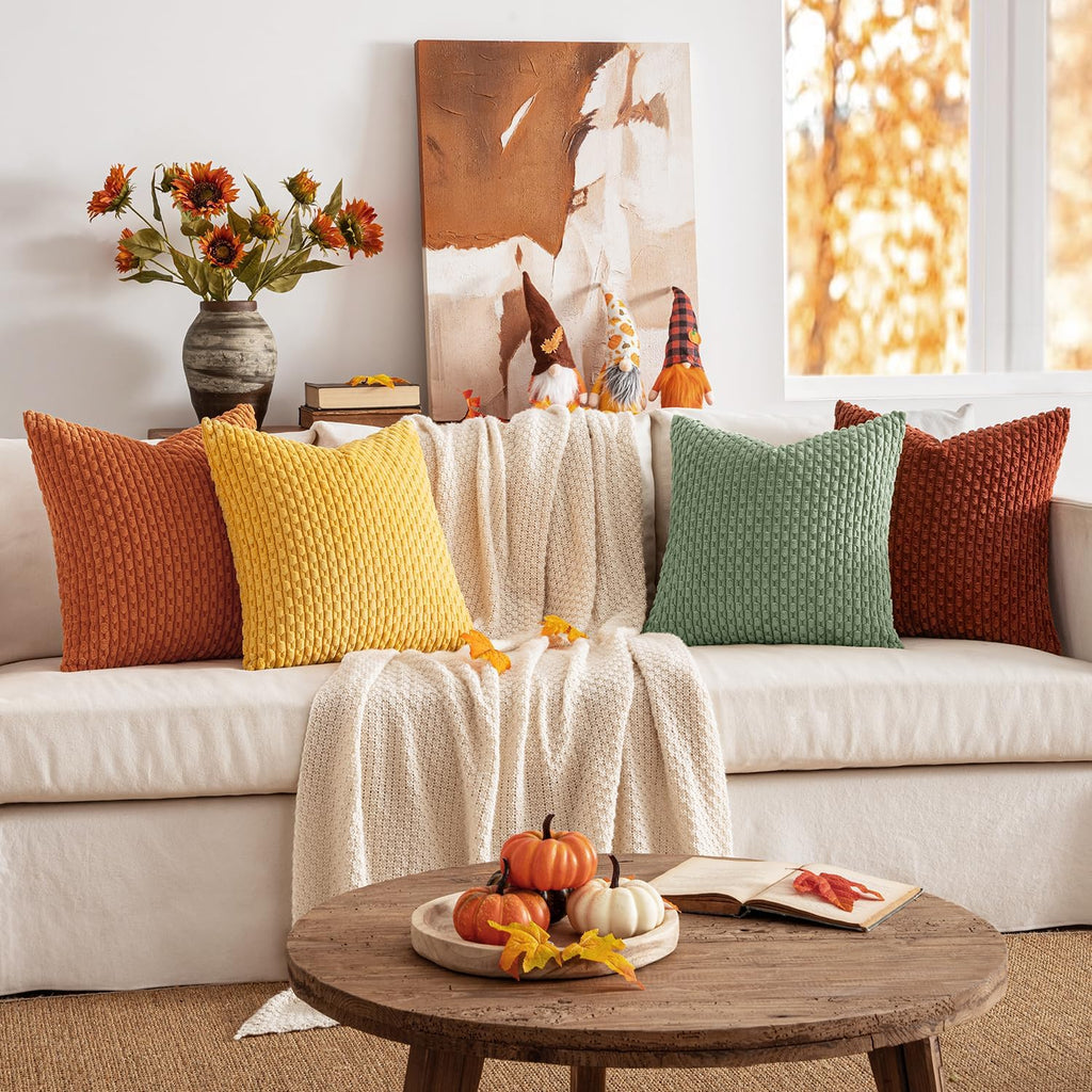 MIULEE Fall Burnt Orange Decorative Throw Pillow Covers 18x18 Set of 4