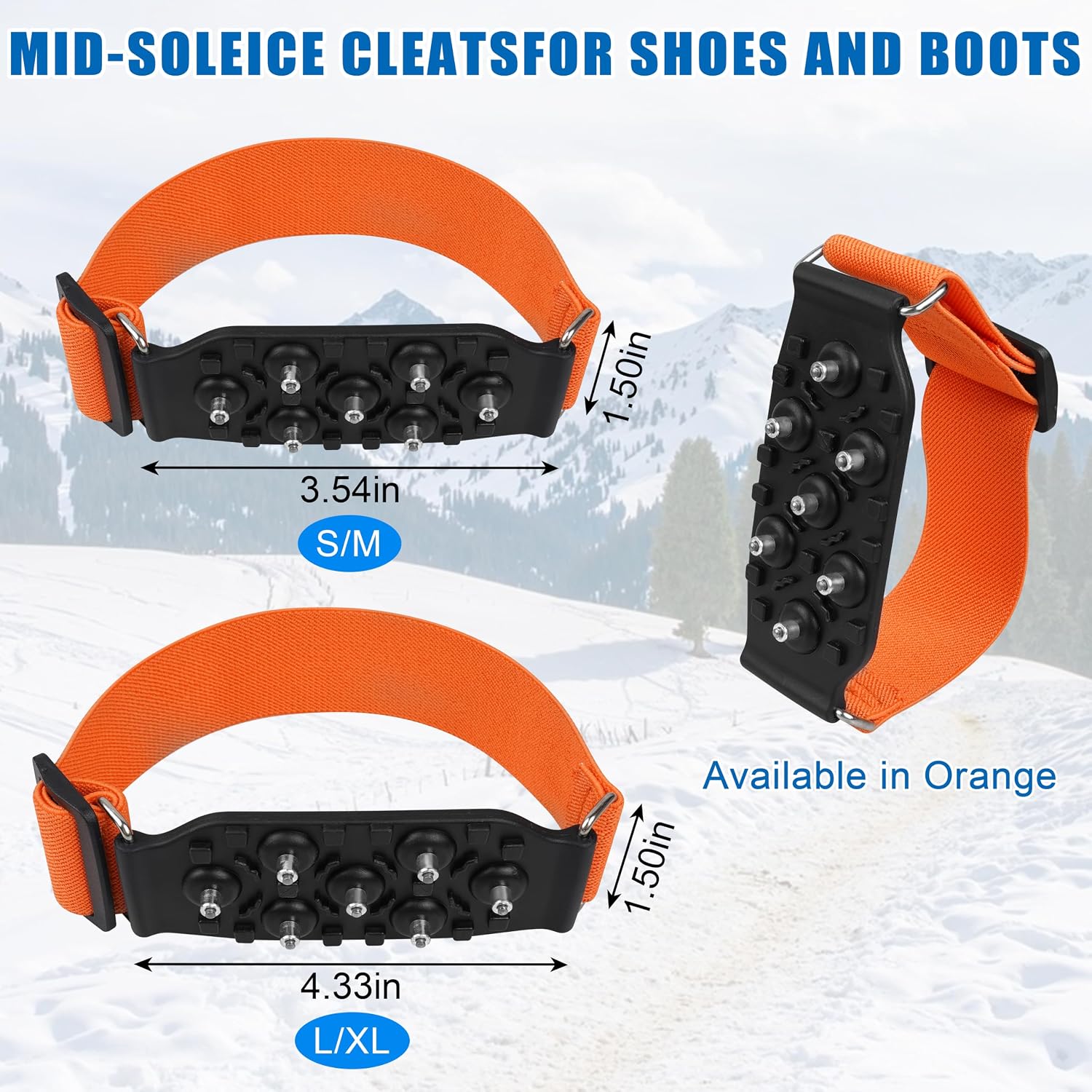Mid-Sole Ice Cleats for Boots and Shoes Snow Traction Anti Slip Ice Crampon