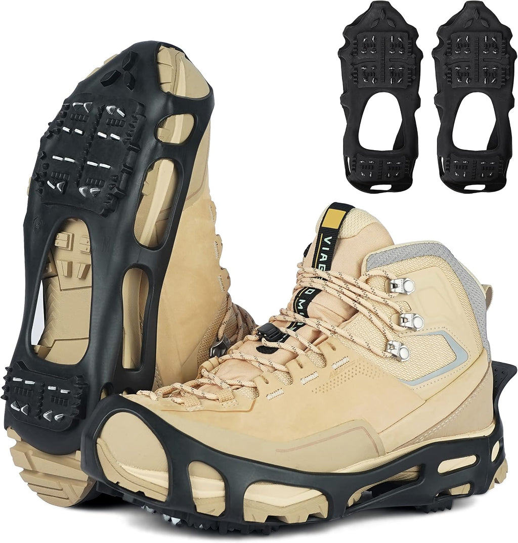 Ice Snow Cleats for Shoes and Boots, Walk Traction Cleats Crampons 24 Studs Anti Slip Ice Snow Grippers Overshoe for Women Men Kids Walking on Snow Ice