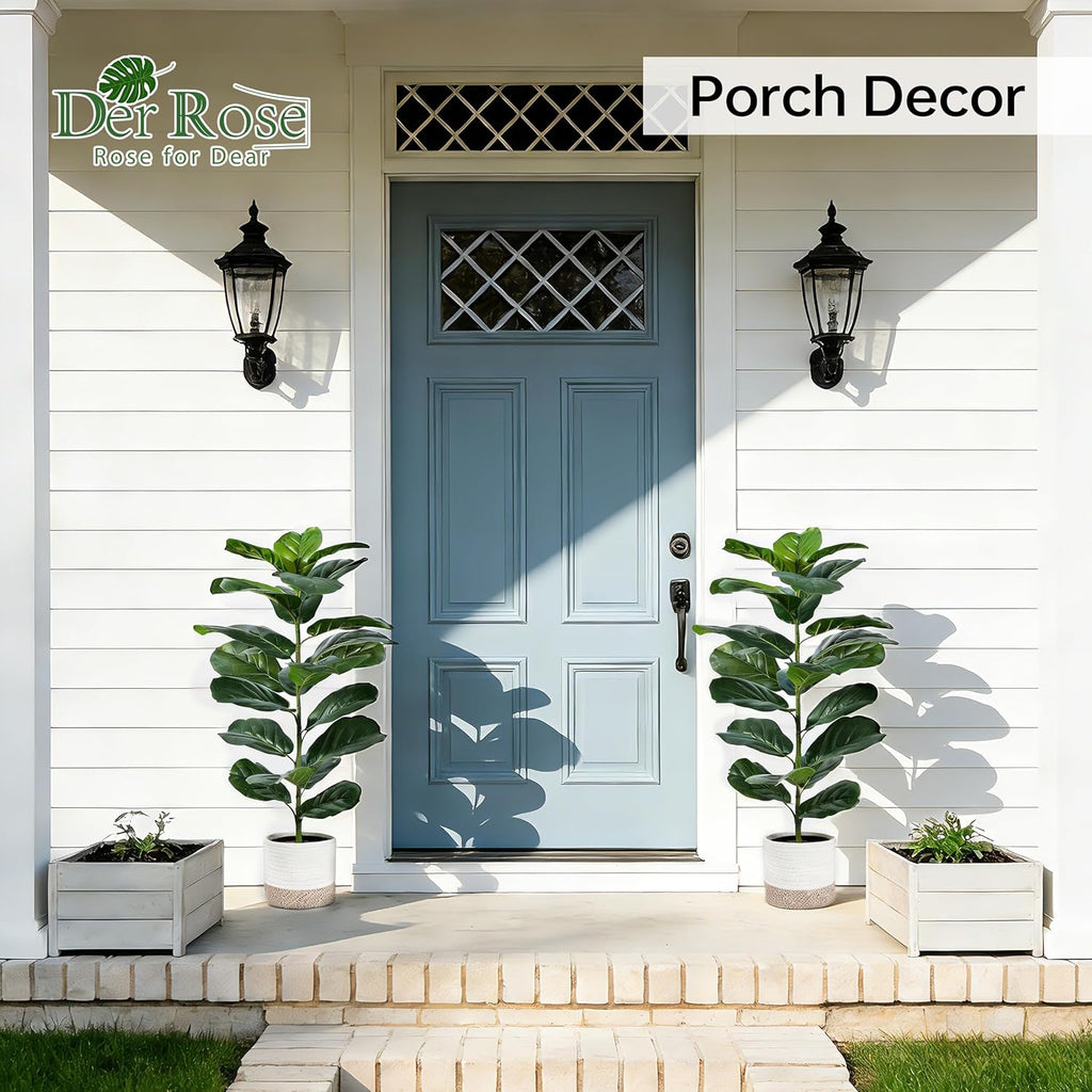 Der Rose 2 Pack 30" Fake Plants, Fiddle Leaf Fig Trees with Woven Baskets