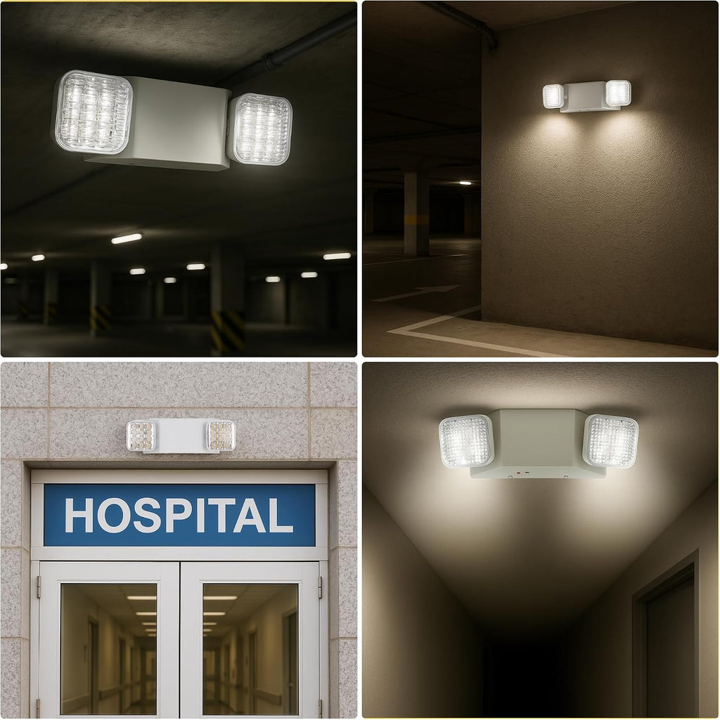 GRUENLICH LED Emergency Light for Business, Battery Backup, 12 Pack