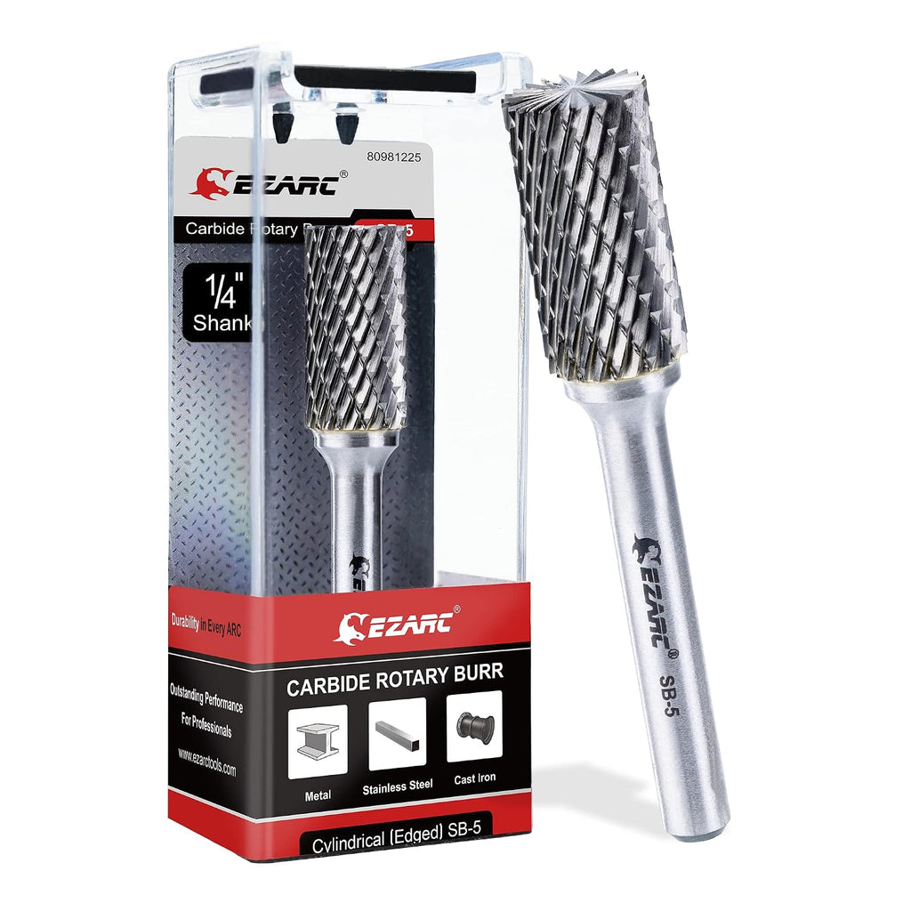 EZARC Tungsten Carbide Rotary Burr Bit, SB-5 Double Cut, 1/4-Inch Shank