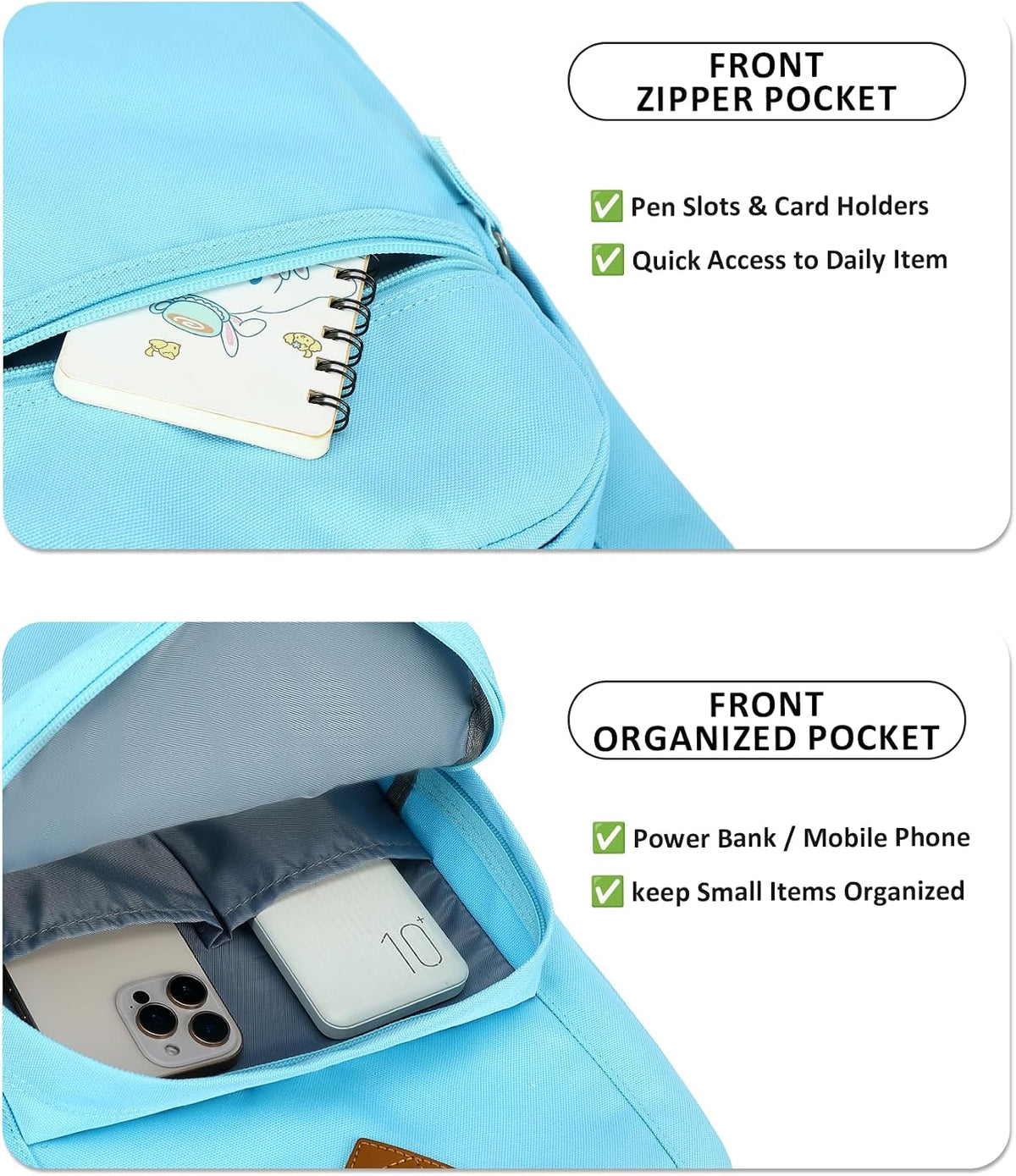 abshoo Classical Basic Womens Travel Backpack For College Men Water Resistant Bookbag (Light Blue)