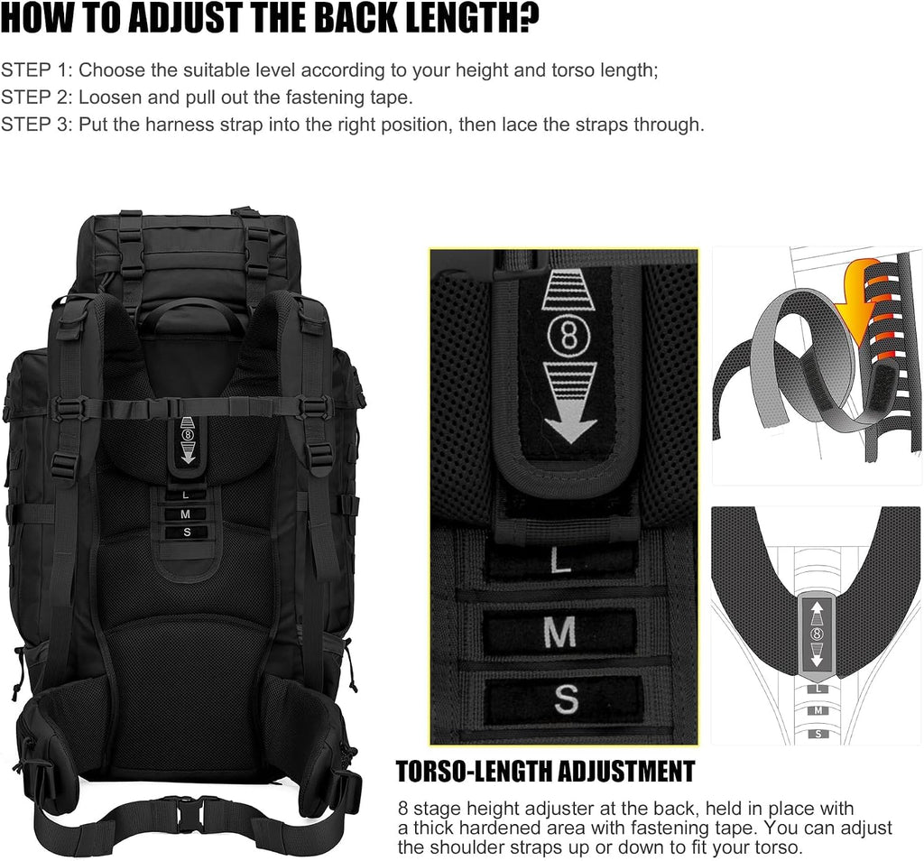 Mardingtop 70L Internal Frame Backpack for Hunting,Camping,Hiking Backpacking Backpack with Rain Cover
