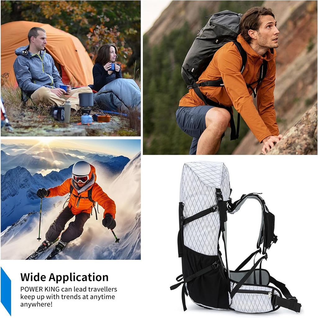 Hiking Backpack,40L to 50L Extra Large Capacity Hiking Bag,Internal Frame Camping Backpack,Upgraded X-PAC Lightweight Sport Daypack Travel Backpack Fit For Mountain Climbing Camping(White)