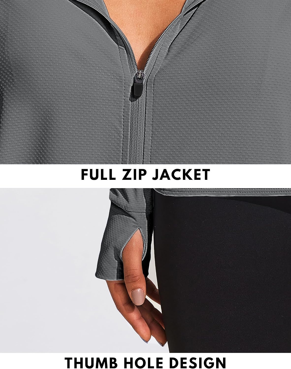 COOrun Women's UPF 50+ Jackets Sun Protection Golf Athletic Jackets Lightweight Full Zip Long Sleeve Shirts with Pockets