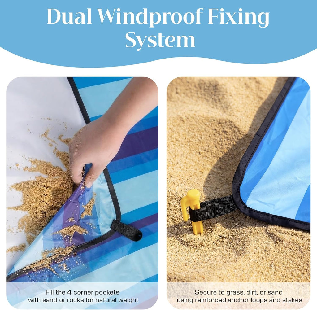 OIGAE Beach Blanket Waterproof Sandproof Oversized Beach Mat