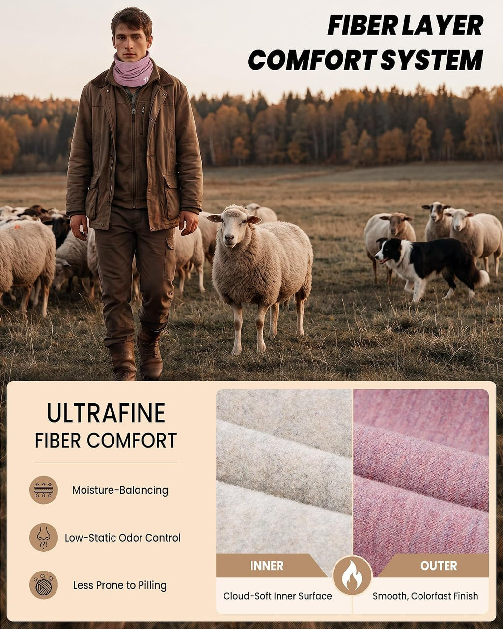 YANIKY Winter Neck Warmer, Wool Neck Gaiter Fleece Scarf, Windproof Face Cover Mask for Men Women
