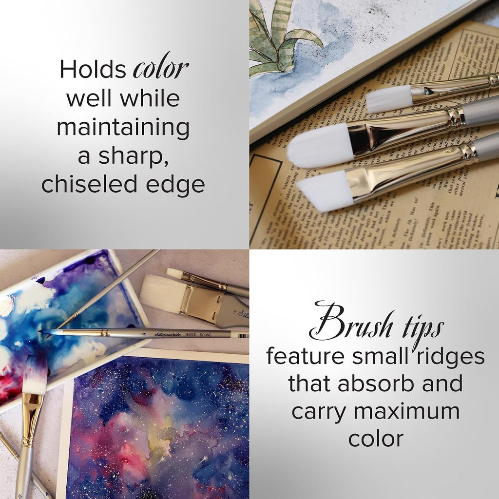 Silver Brush Limited Silverwhite Brights Watercolor Paintbrush Set, 6pc
