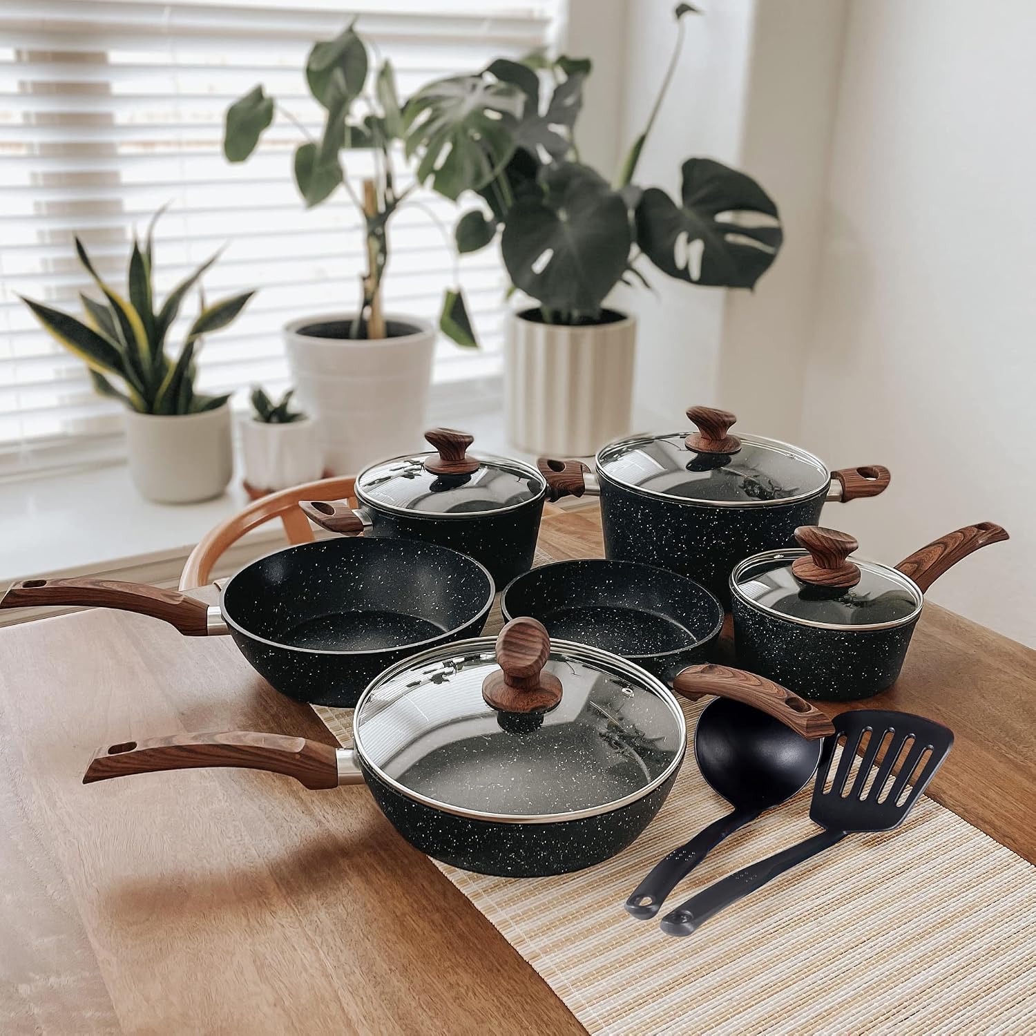 MAISON ARTS 12 Piece Pots and Pans Set, Induction Kitchen Cookware Sets