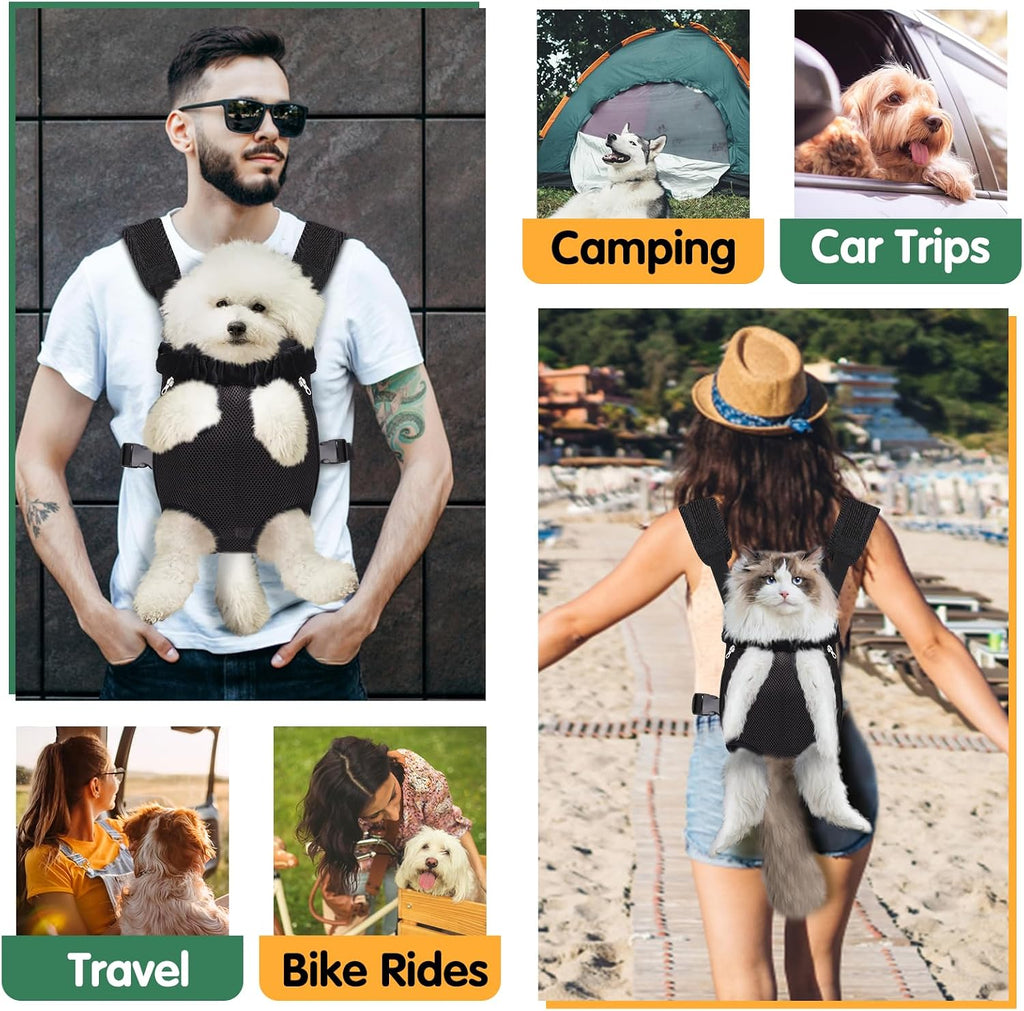 Pet Carrier Backpack, Hands-Free Adjustable Dog Front Carrier Legs Out & Easy-Fit Dog Backpack Carrier for Hiking Camping Traveling Cycling for Small Dogs and Rabbits (Medium, Black)