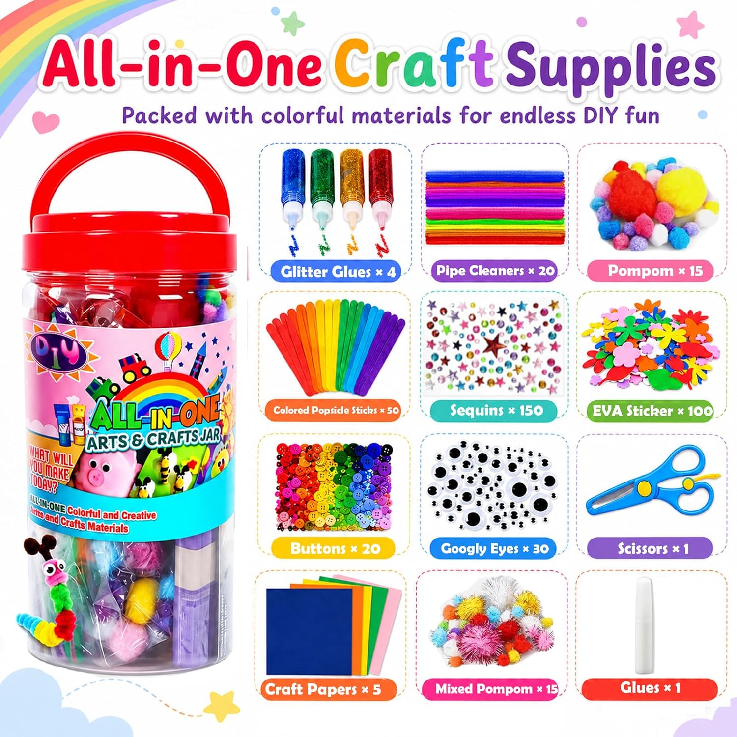 FUNZBO Arts and Crafts Supplies for Kids - Back to School Supplies