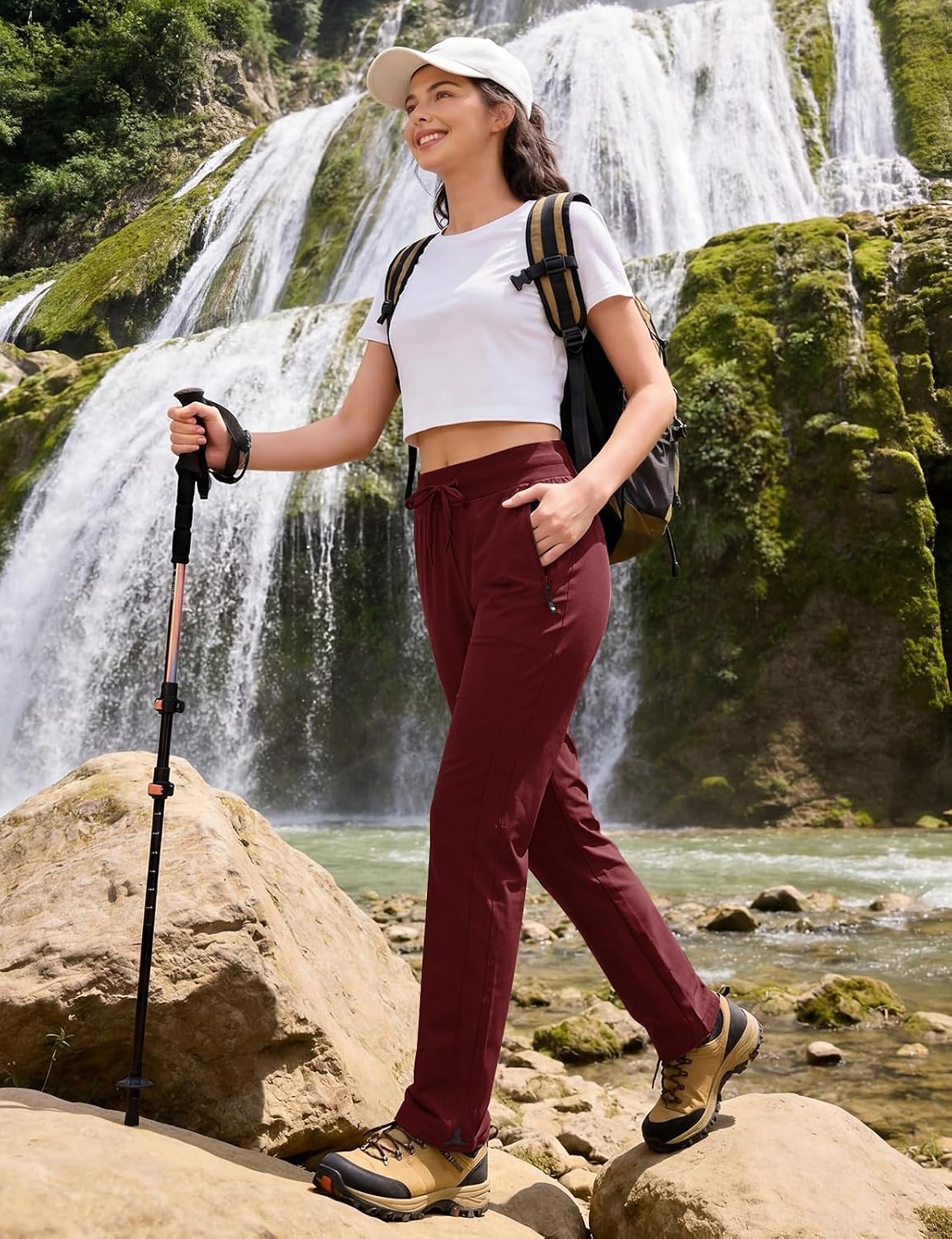 TBMPOY Women's Hiking Pants Lightweight Water Resistant Stretch