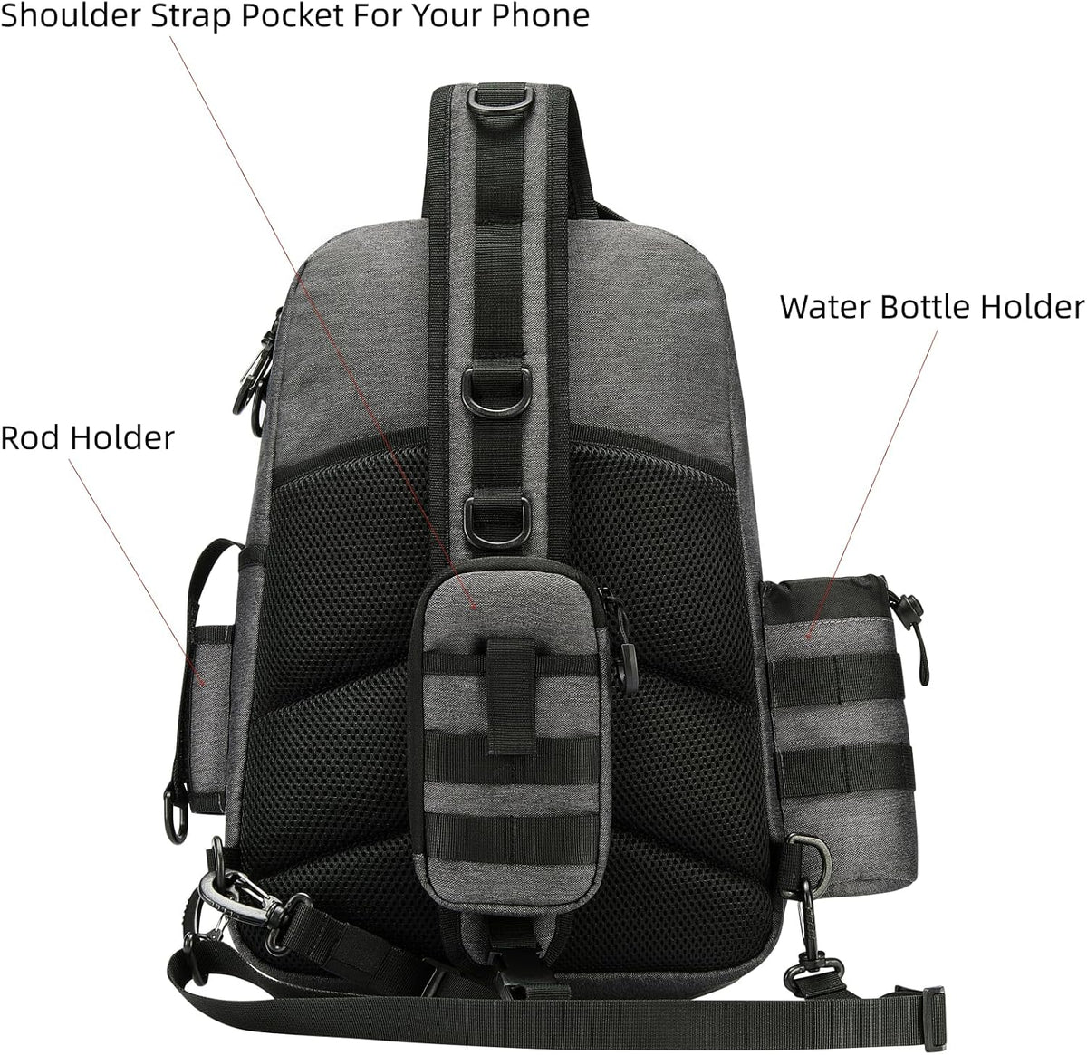 22L Wading Fishing Tackle Sling Bag, Holds 3x 3700 Boxes, Grey