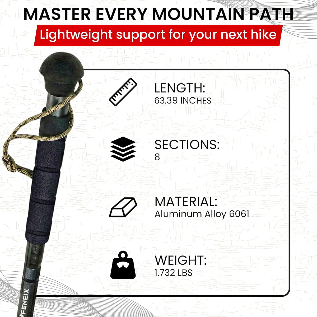 Collapsible Hiking Stick – 8-Section Aluminum Walking Sticks for Hiking and Outdoor Trekking Poles for Seniors with Multifunctional Accessories for Men and Women