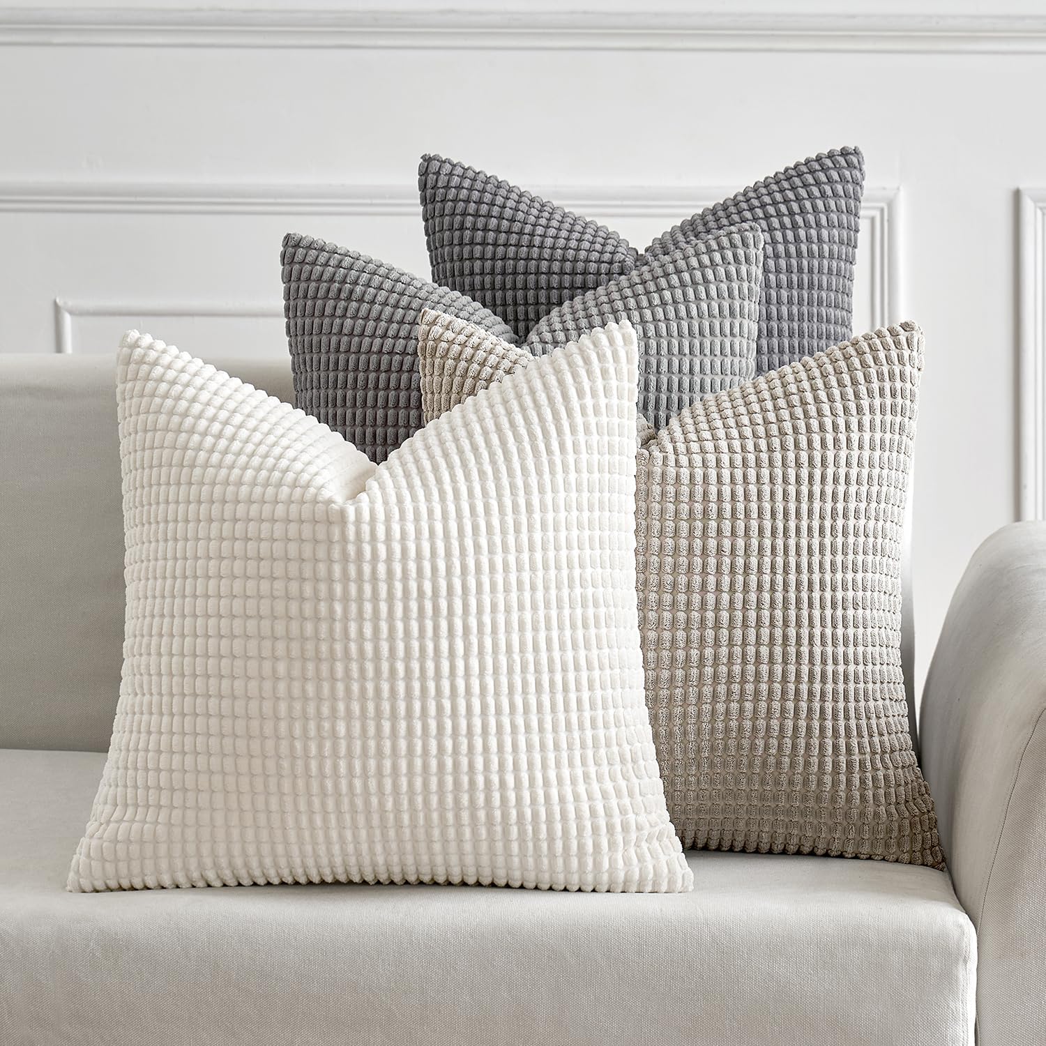 MIULEE Fall Decorative Throw Pillow Covers 18x18 Inch Set of 4 Brown