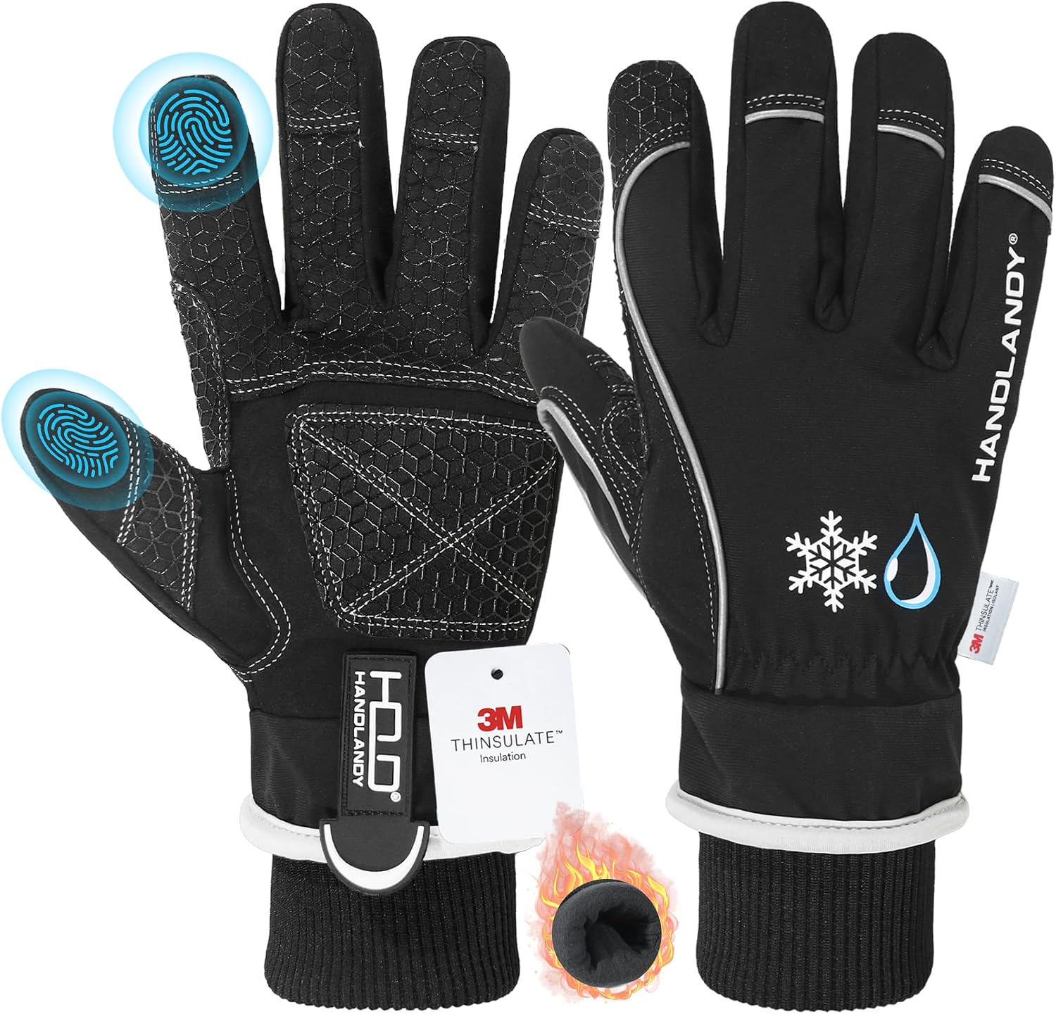 HANDLANDY Winter Work Gloves, 3M Thinsulate Waterproof Insulated Glove for Men Women