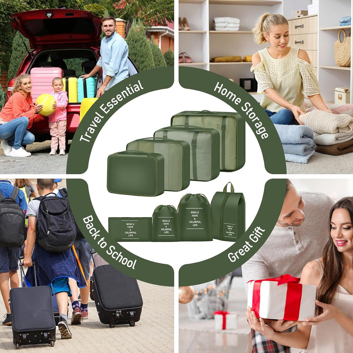 Packing Cubes for Travel 8 Set Luggage Organizer Bags