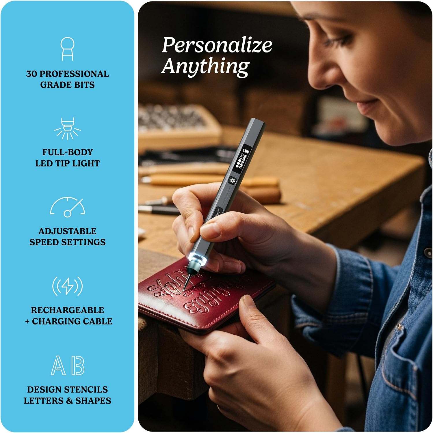 EtchMate Engraving Pen for Metal, Wood, Glass, Plastic & All Materials