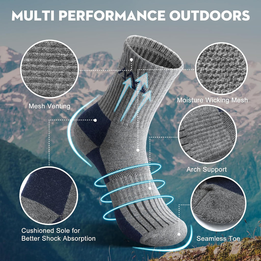 innotree Men's Merino Wool Hiking Socks 3 Pairs