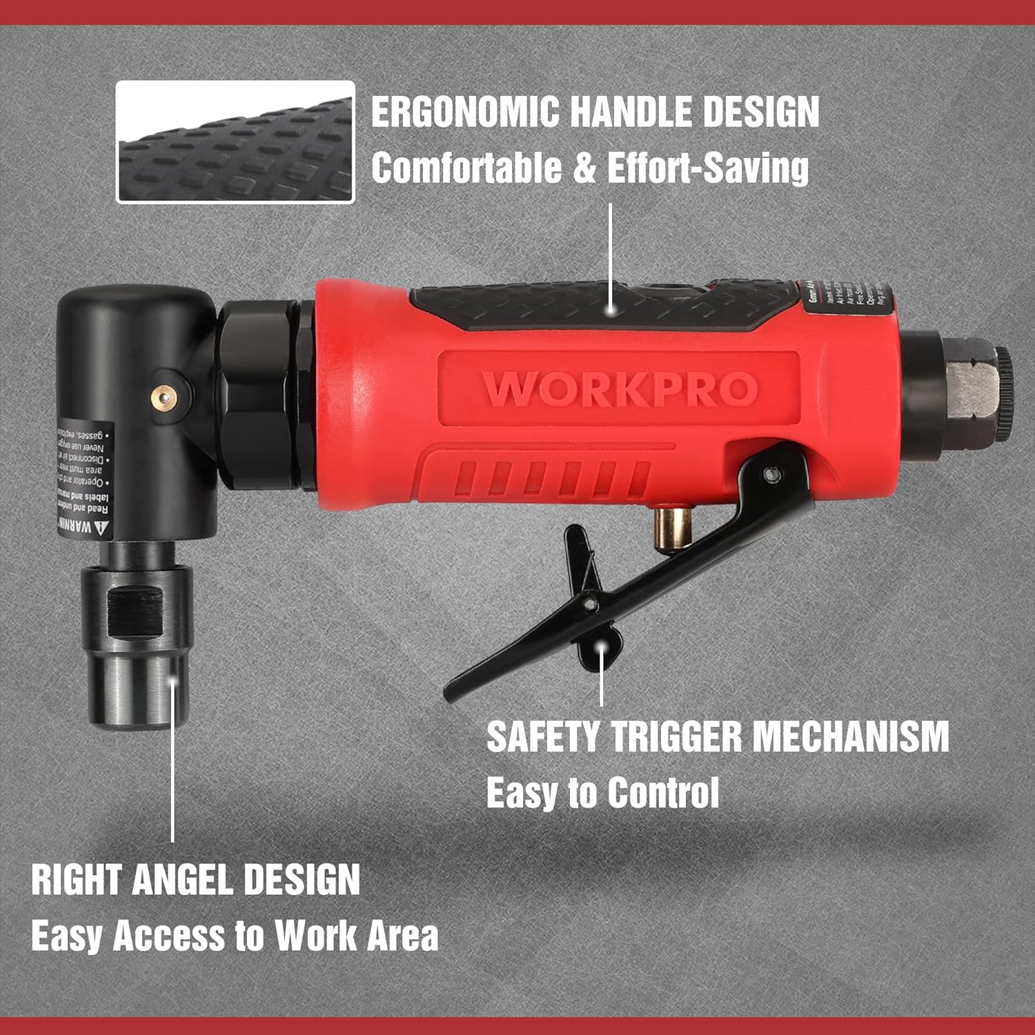 WORKPRO Air Angle Die Grinder, 20000 RPM, 1/4" & 1/8" Collets